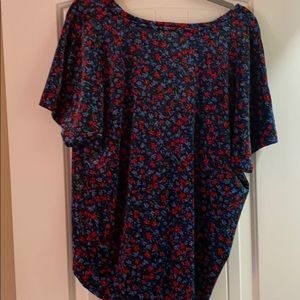 Loft Floral Velvet short sleeve top